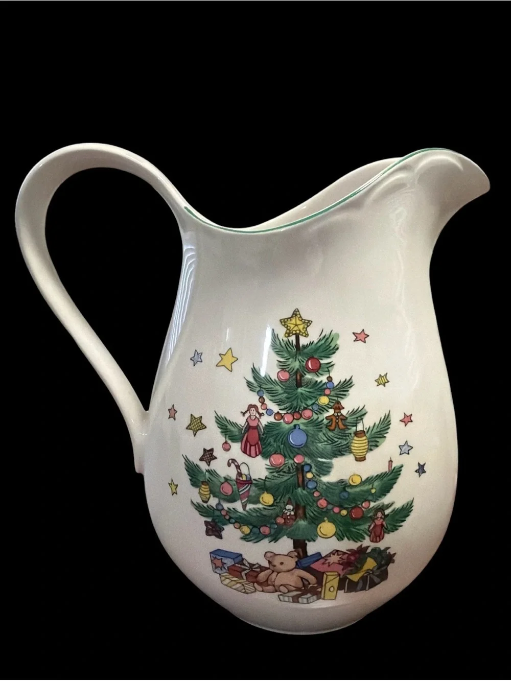 Vintage Nikko Happy Holidays Christmas Tree Pitcher Japan Excellent Condition